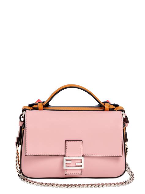 fendi double micro baguette leather shoulder bag|Fendi monogram baguette bag.